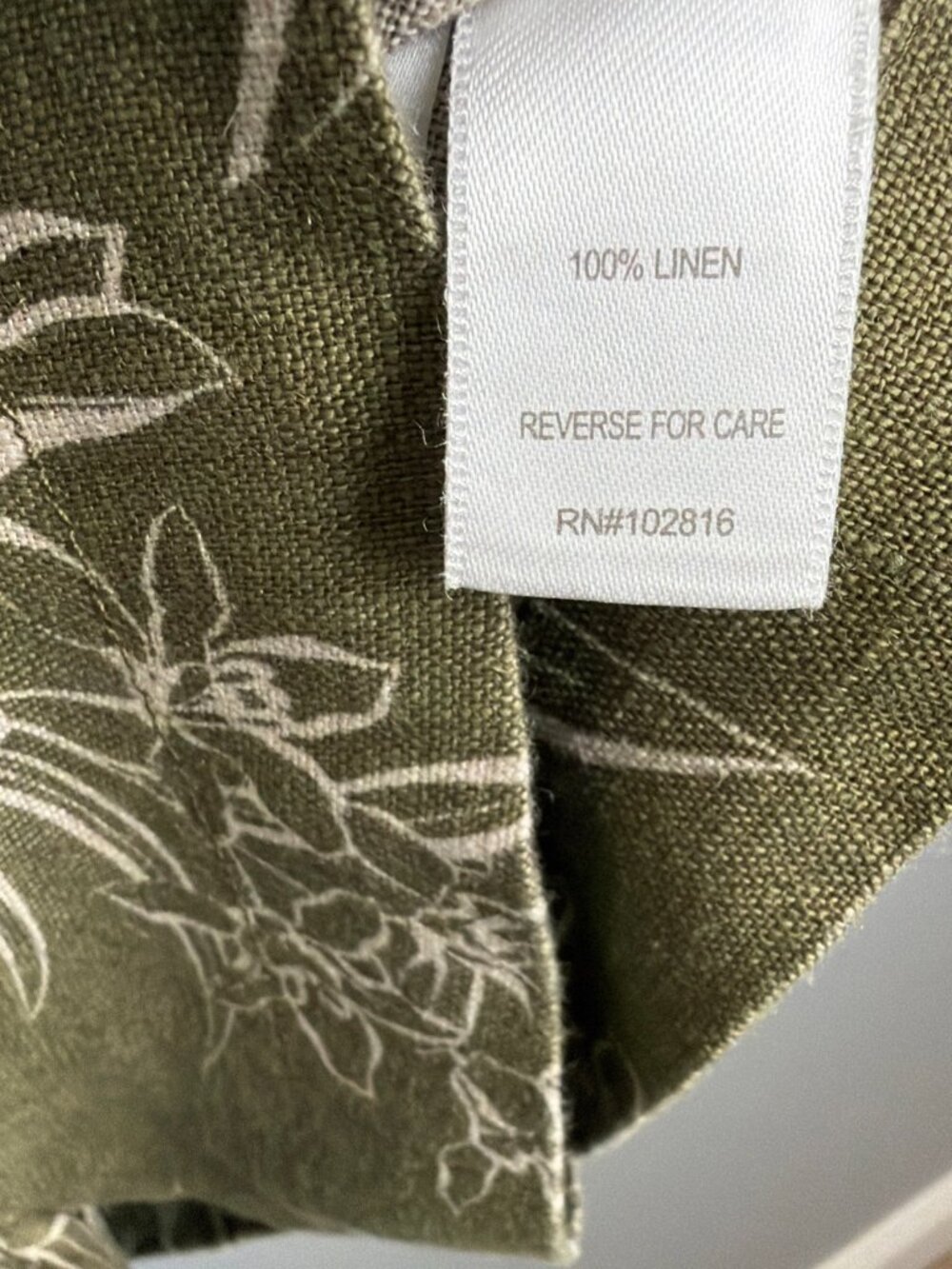Garnet Hill Dress Womens 6 Green Floral 100% Linen Tropical Resort Beach Cruise - Picture 5 of 9